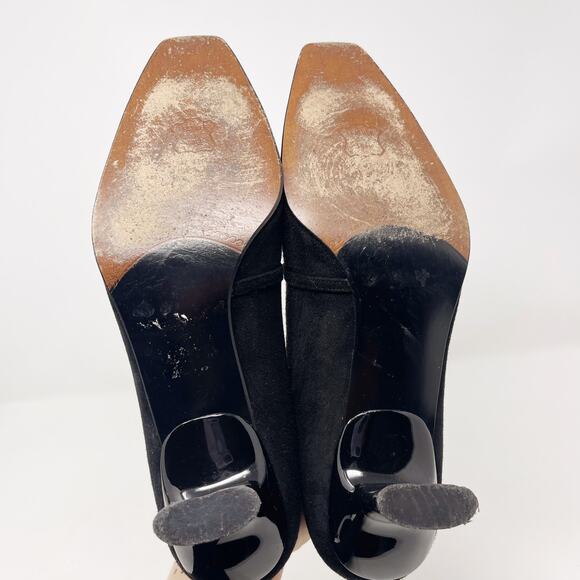 Stuart Weitzman Womens 9.5 Black Suede Mary Jane Pump Heels Square Toe Vintage - Picture 11 of 15